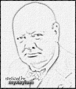 Stylized image of Winston Churchill, originally from Wikipedia. Image hosting by Photobucket.